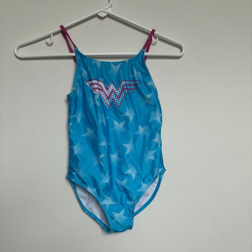 Wonder Woman Girls Swimsuit Blue Pink One Piece Superhero Bathing Suit